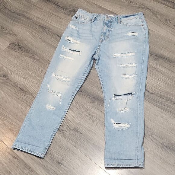 EUC KanCan Estilo Distressed Cropped High Waisted Light Blue Jeans - Picture 6 of 8